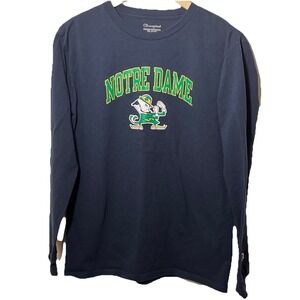 Champion Notre Dame Graphics Blue Long‎ Sleeve Lightweight T-Shirt YXL